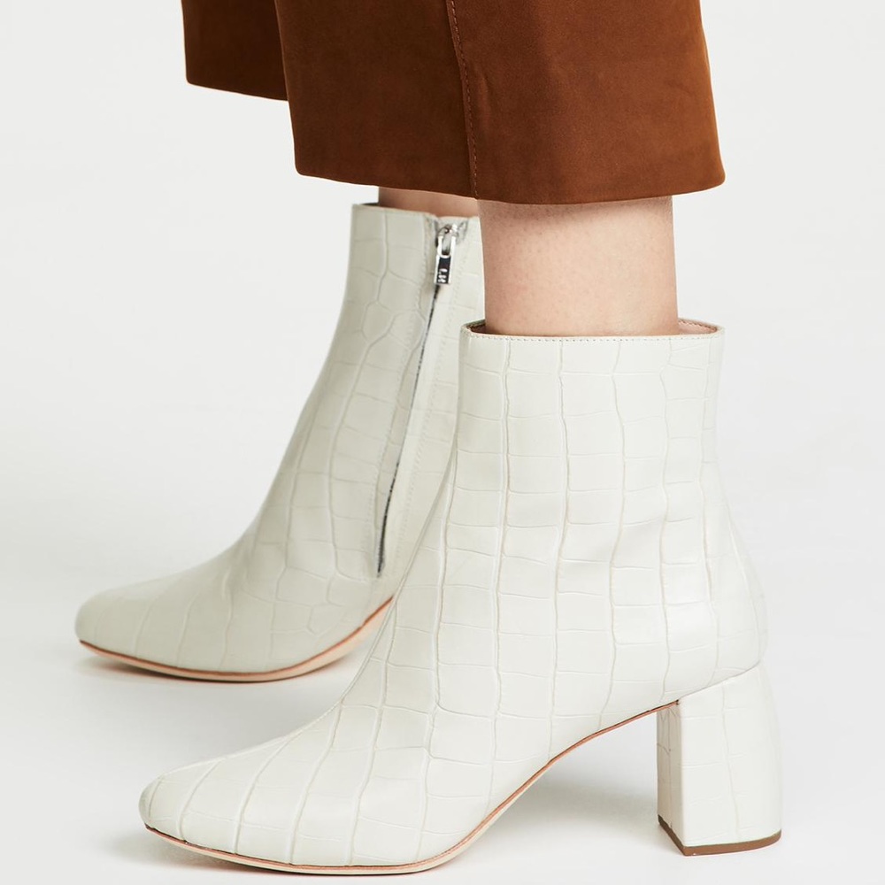 Loeffler Randall white croc Cooper bootie